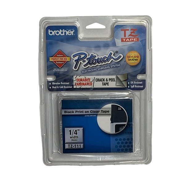 Ruban Cassette Brother P-touch TZe-111 6mm - Noir Sur Transparent - Longueur 8m
